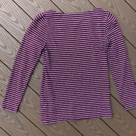 3/$30 J Crew purple/white striped painter tee - Picture 4 of 5